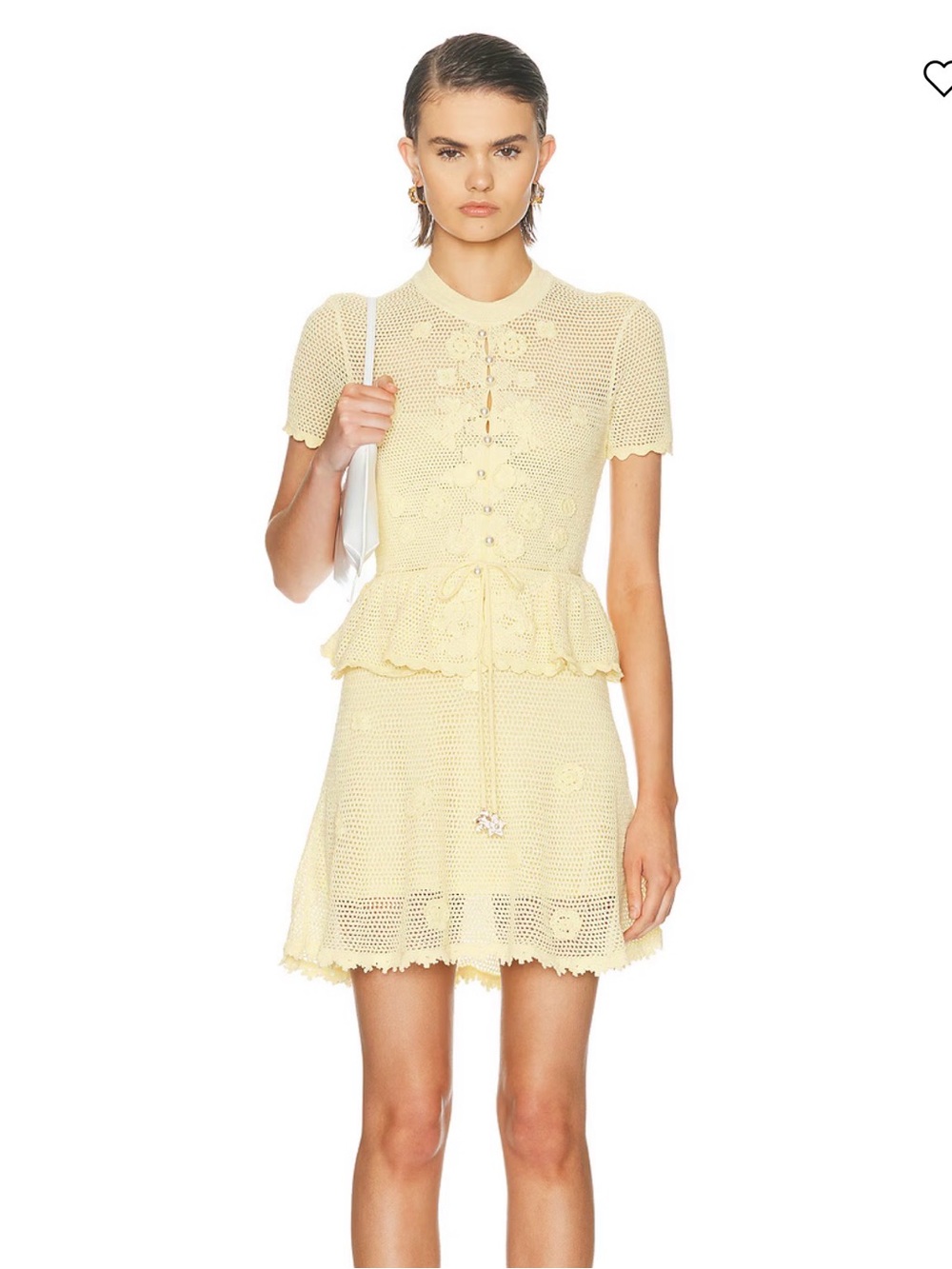 Self Portrait Yellow Floral Crochet Button-Front Women's Dress